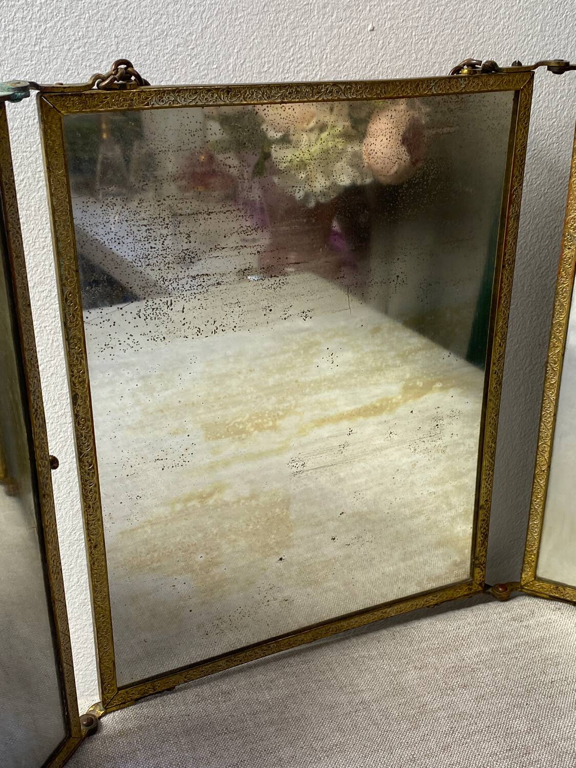 Vintage barber triptych mirror