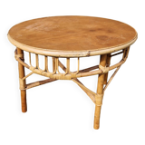 1970s round rattan coffee table