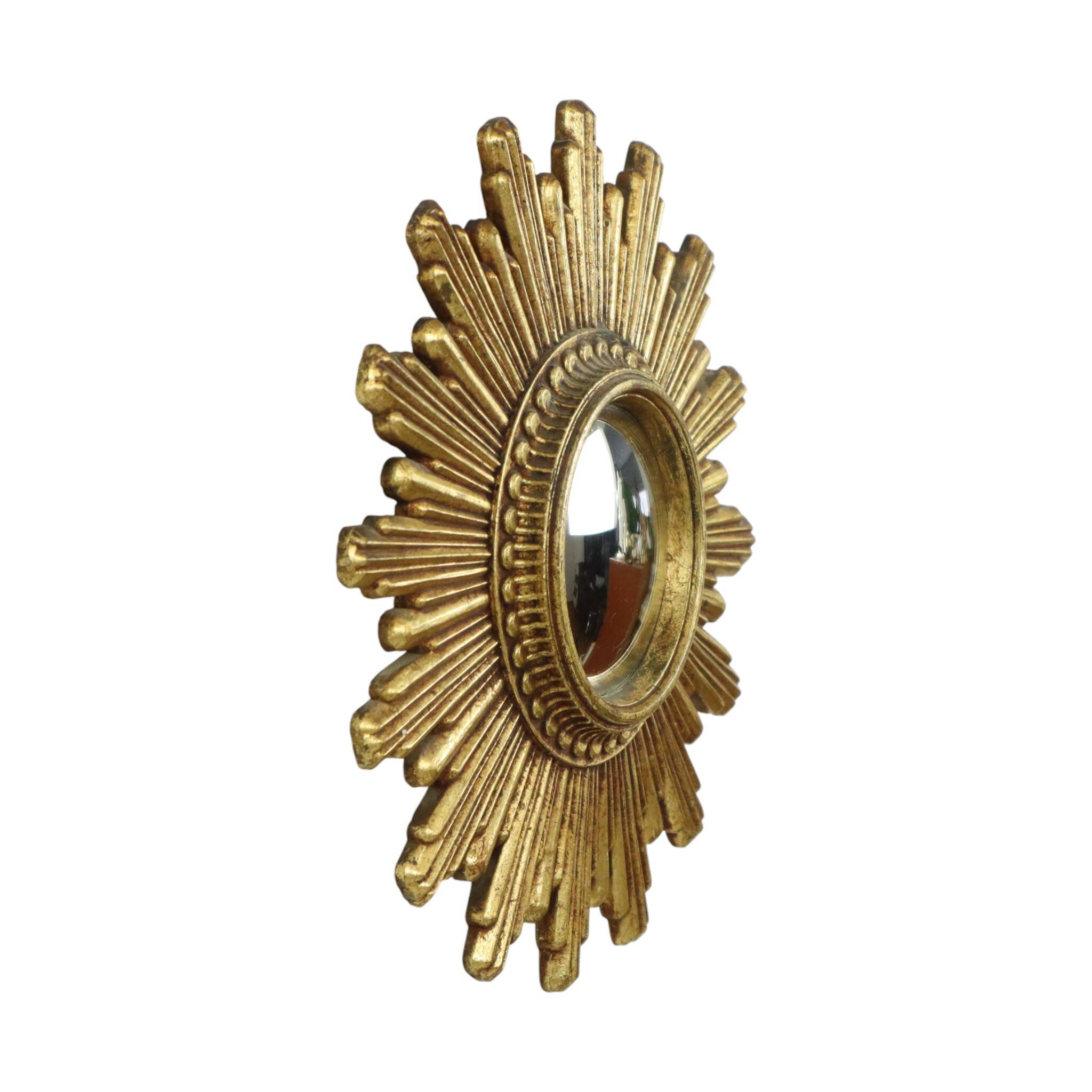 Vintage Sunburst Mirror Gold Convex 24cm