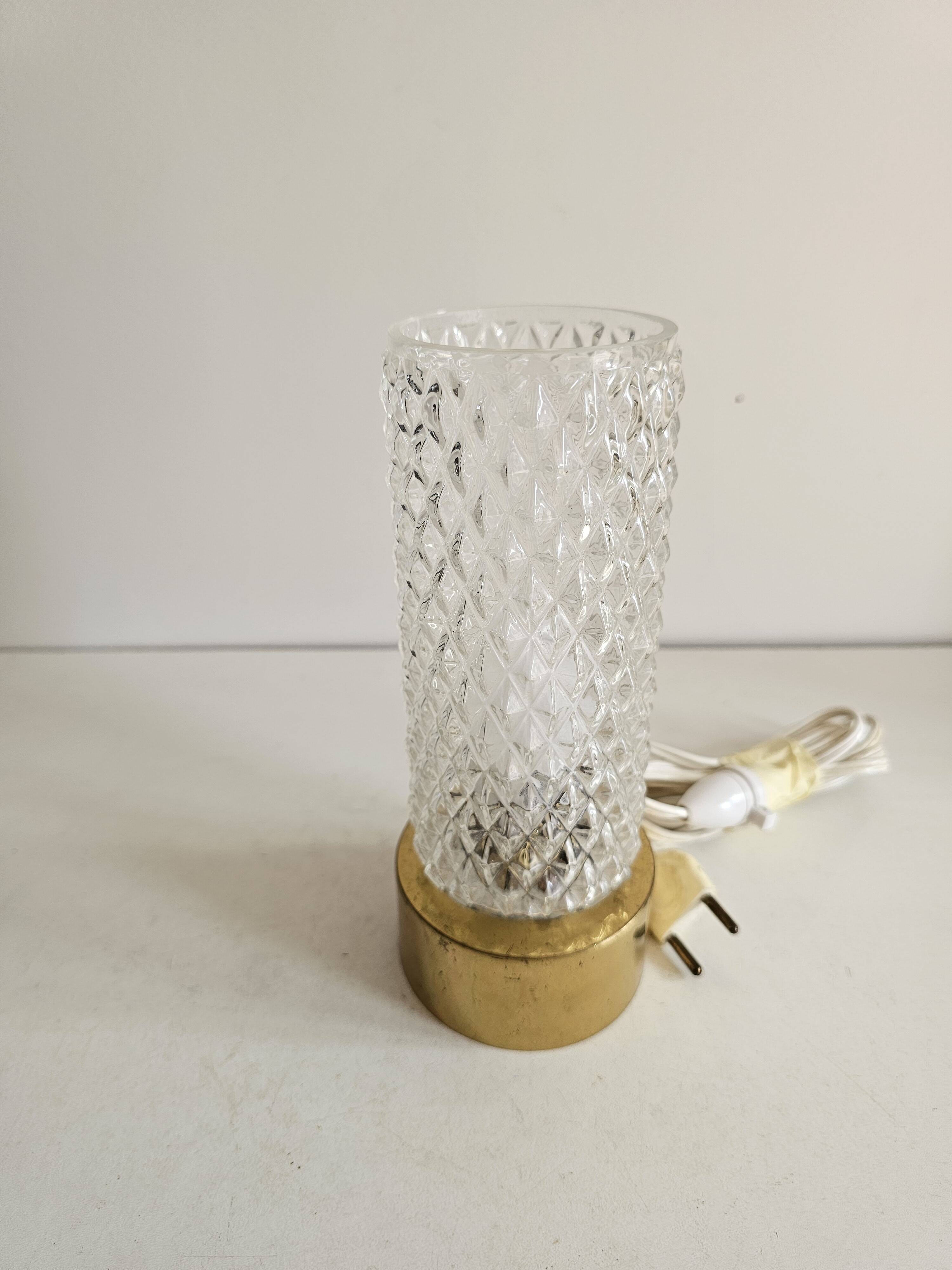 Table lamp made of glass and brass - 1970s