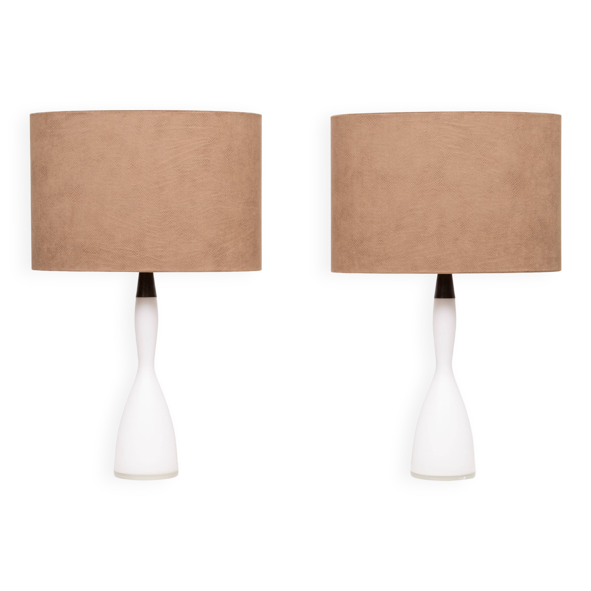 Kastrup Opaline Glass Table lamps Design by Jacob Bang 1960s Denmark
