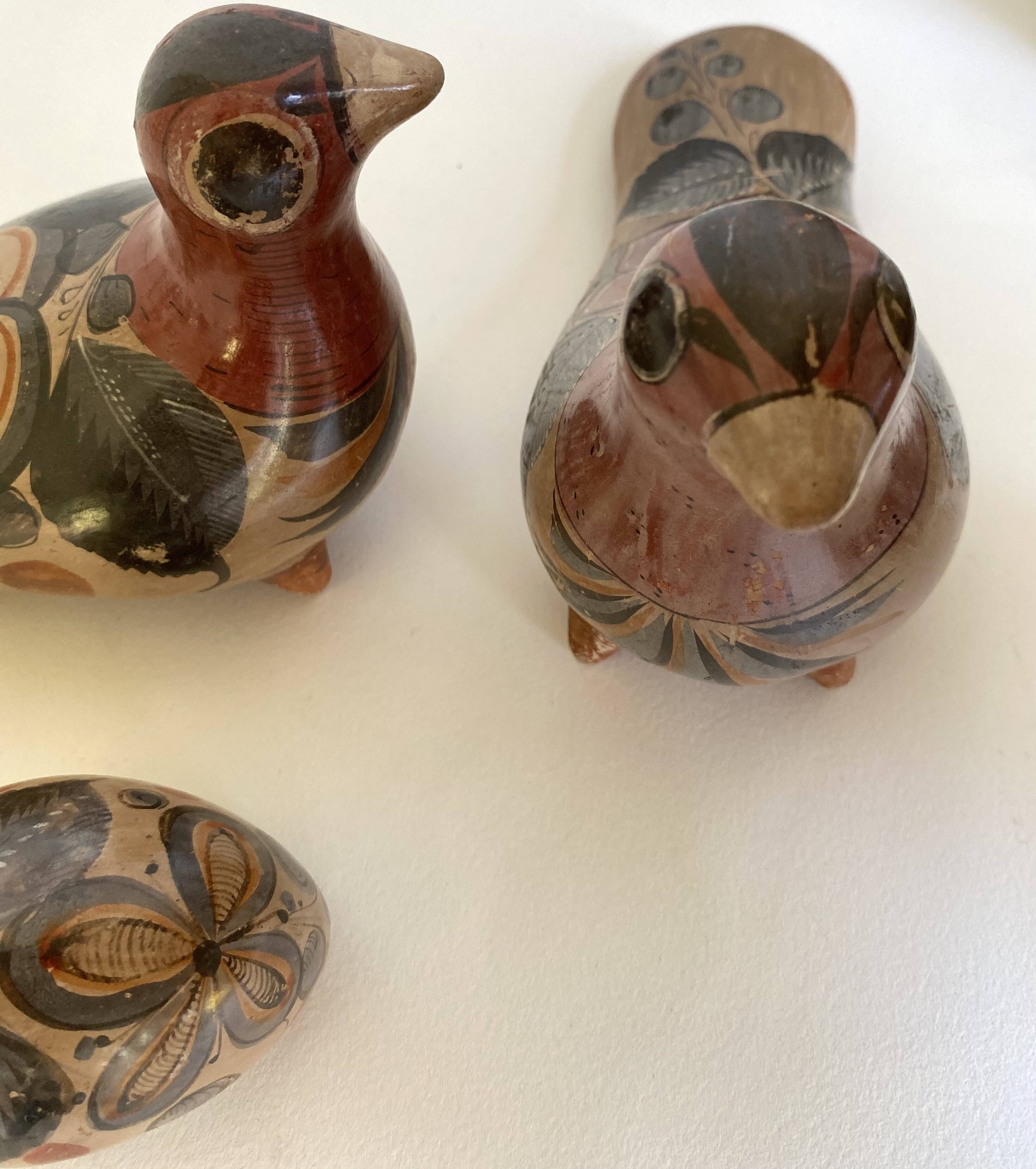 Tonala bird trio, Mexican ceramic