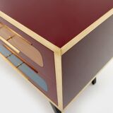 Mid-Century Italian Wood, Brass & Glass Sideboard, 1960s.