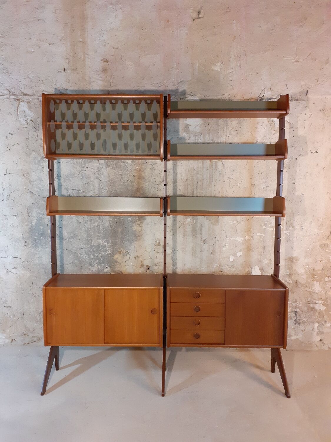 Self-supporting teak shelves ergo, vintage scandinavian 1960s