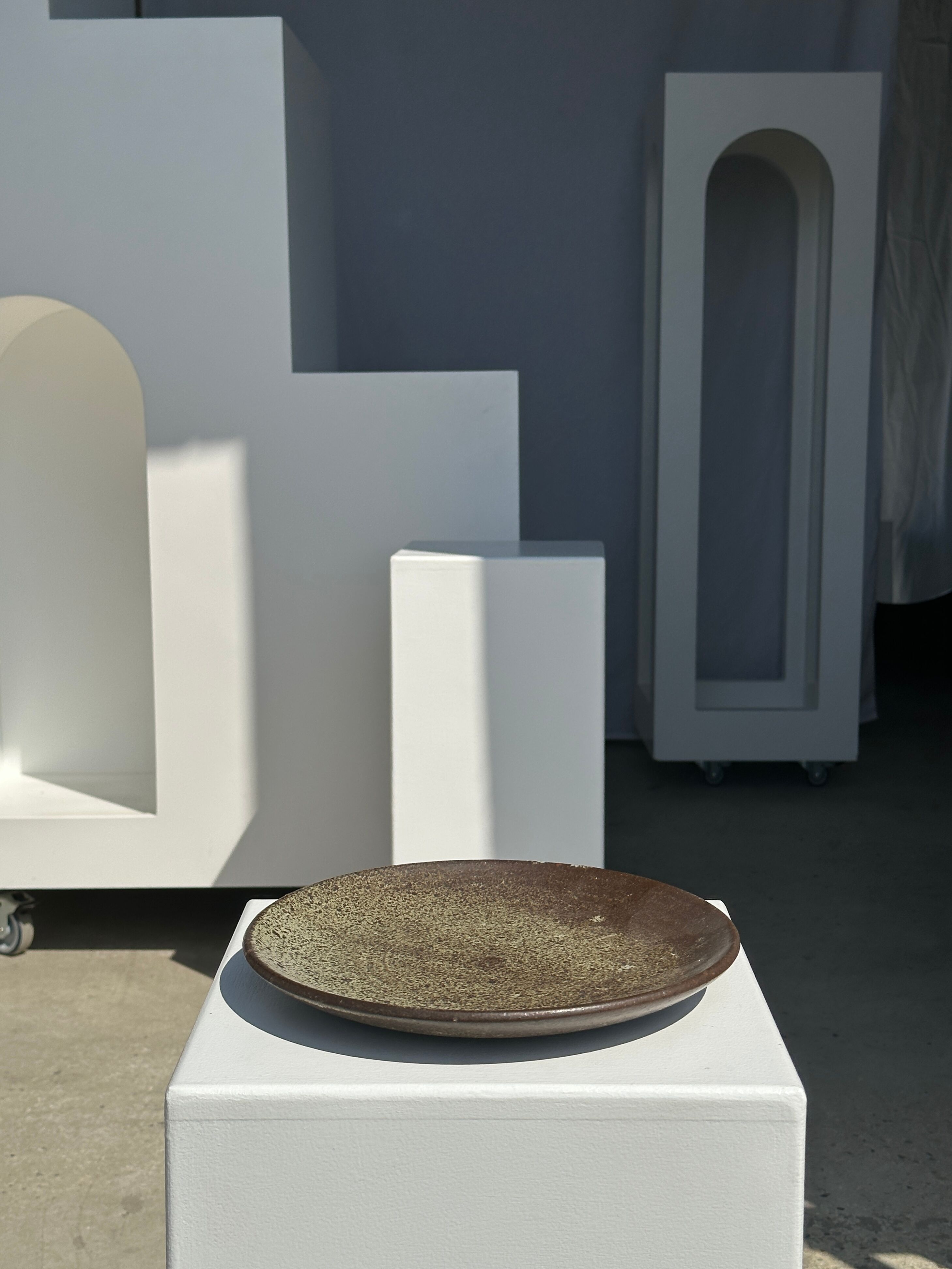 Indonesian green ceramic dish D:26.5