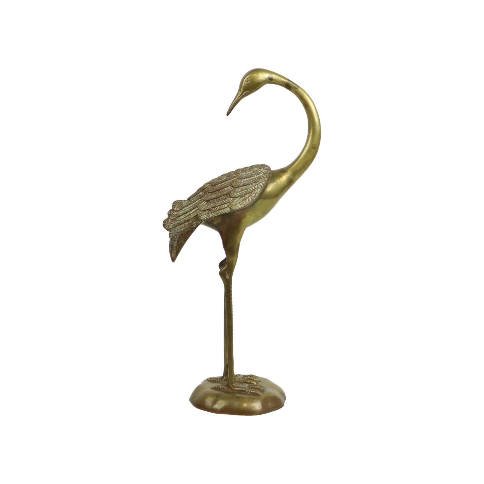Statue de héron grue en cuivre sculpture laiton vintage 42cm