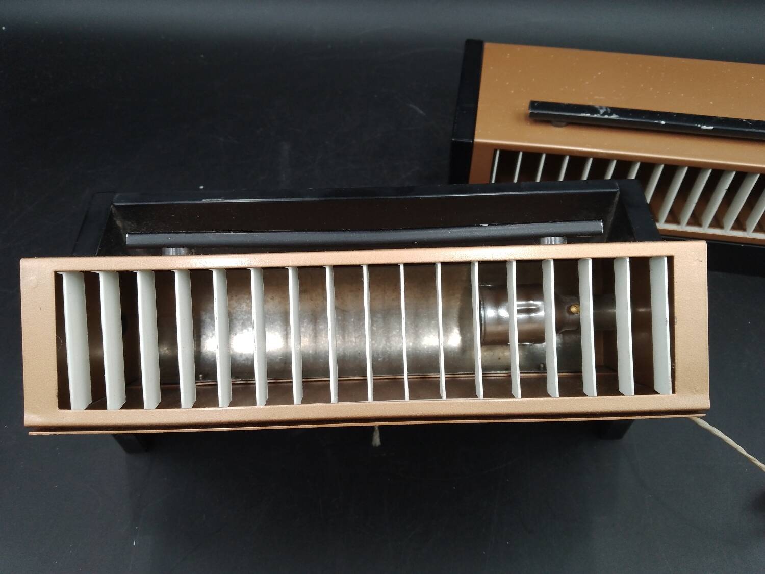 Pair of metal and brass bedside wall lights by Paul Neuhaus, Germany, 1950s Bauhaus