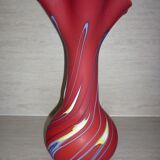 Red vase in opaque double-thickness glass 44 cm