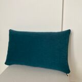 Coussin coton lin uni bleu  canard