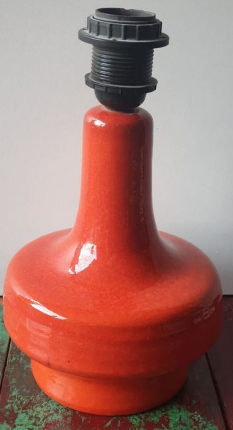 Seventies orange ceramic lamp