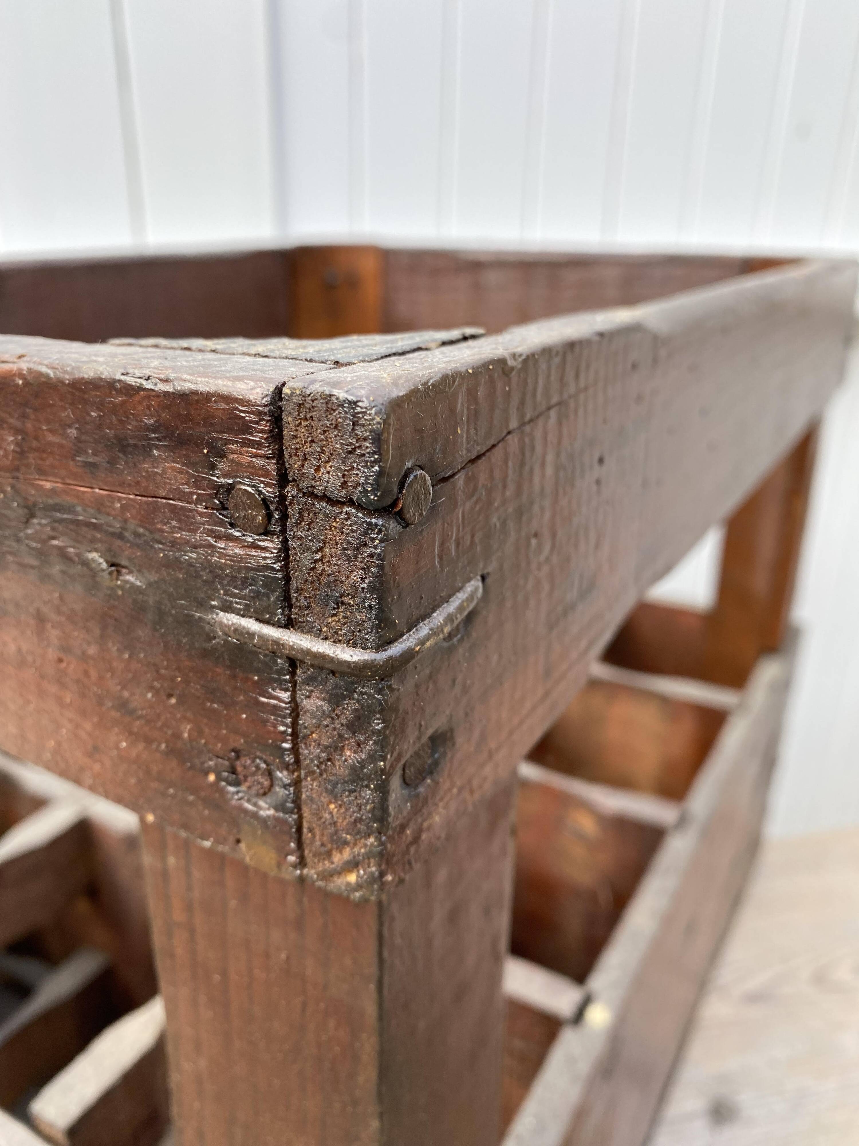 Authentic vintage 1970s wooden bottle holder crate