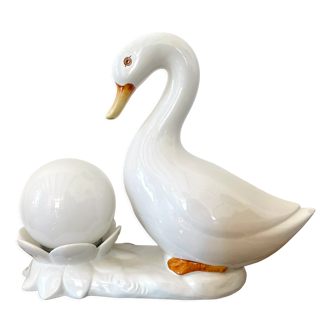 Ceramic goose lamp and globe 80s
