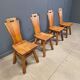 Vintage oak brutalist chairs, 1970s set of 4