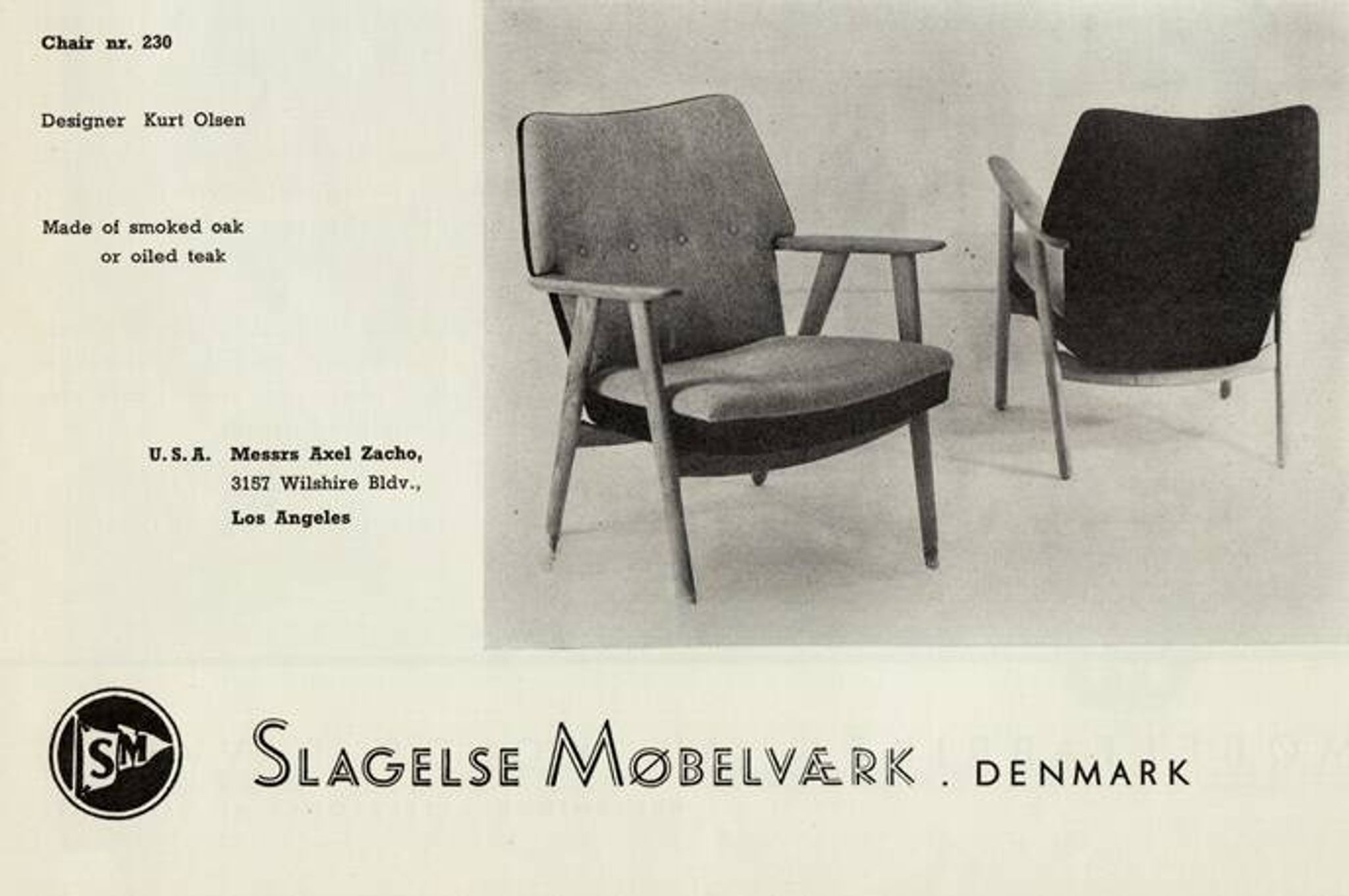 Années 1960, design danois par Kurt Olsen, fauteuil modèle 230, état d'origine.