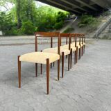 6x Chaises n°77 - Otto Moller-Teck et tissu d'origine-1960's