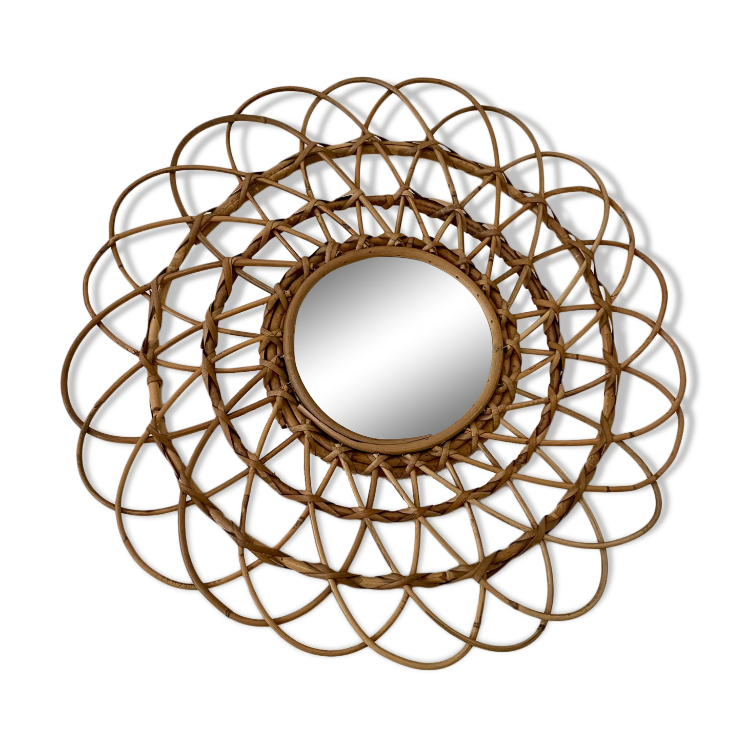 Natural rattan sun mirror 61cm