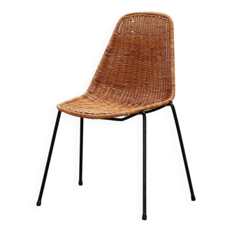 Chaise de salle à manger en rotin Gian Franco Legler, 1960 Italie