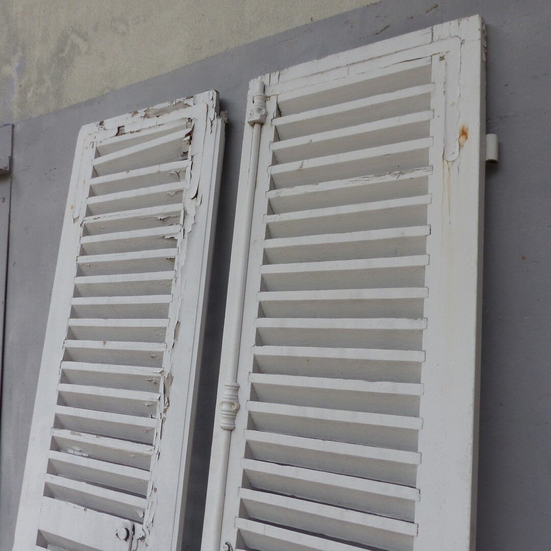 Old wooden shutters louvers 2 leafs