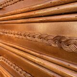 Wooden and rattan chest of drawers with woven handles