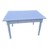 Old patinated blue bistro farmhouse table - 1.2m
