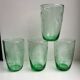 Set of 4 green glass water glasses engraved yeards 50-60