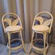 Pair of vintage high stools in rattan — 1960s — Riviera spirit
