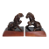 Pair of vintage leather & ceramic bookends