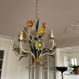 Lustre émaillée bouquet fleurs naïve