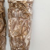 Pair of old pediments, silver bronze furnishings.