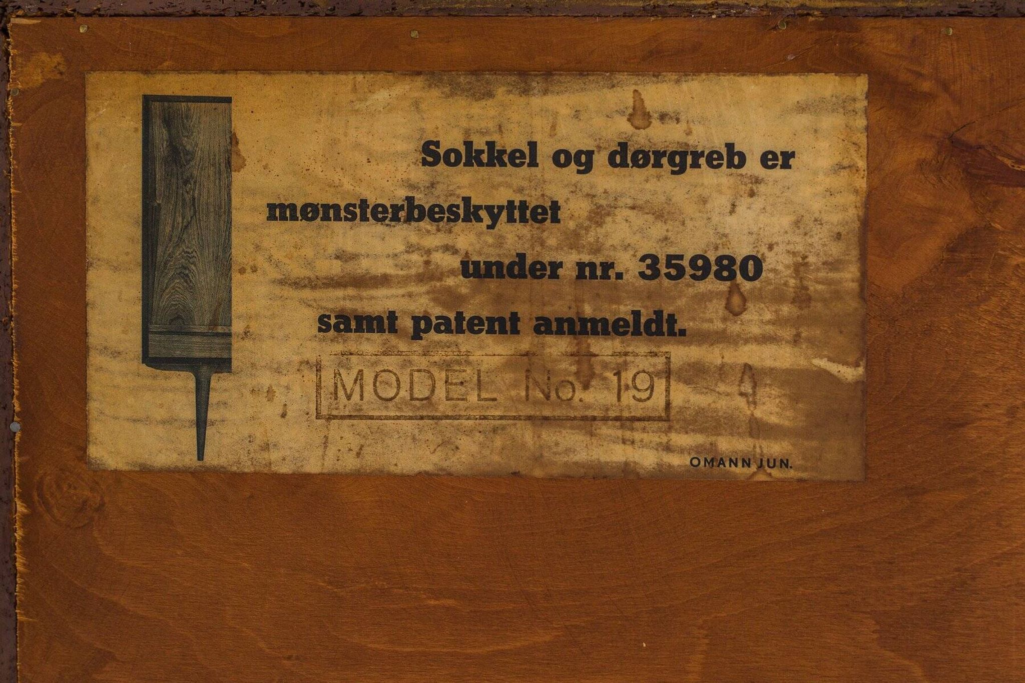 Model 19 teak highboard by Gunni Omann for Omann Jun, Denmark, 1960s