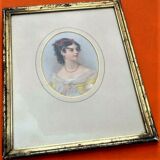 Cadre rectangulaire, portrait médaillon XIXème