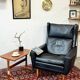 Leather Wingback Chair, Denmark 1970s, Vintage, Mid-C Modern