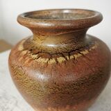 Fat Lava Pottery Vase: Vintage West Germany 202-13, Brown Drip Glaze
