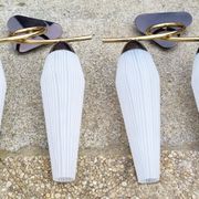 Pair of wall lamps, brass and opaline, vintage, Maison Lunel, 50s