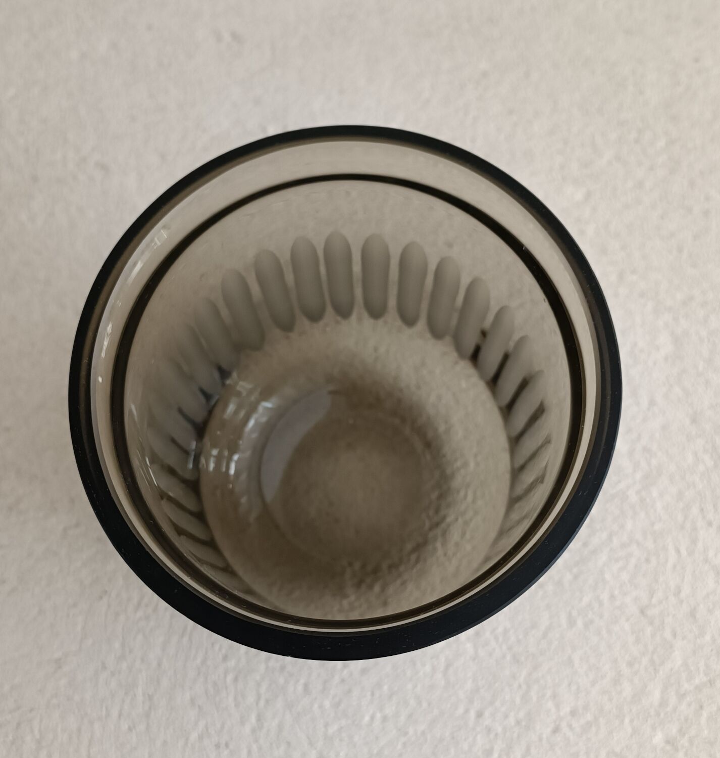 Cache-pot vintage en verre fumé