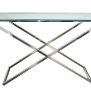 1990s-style Modern console table, chrome and glass, 120 cm