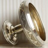 Cup or compotier on art deco pedestal in silver metal