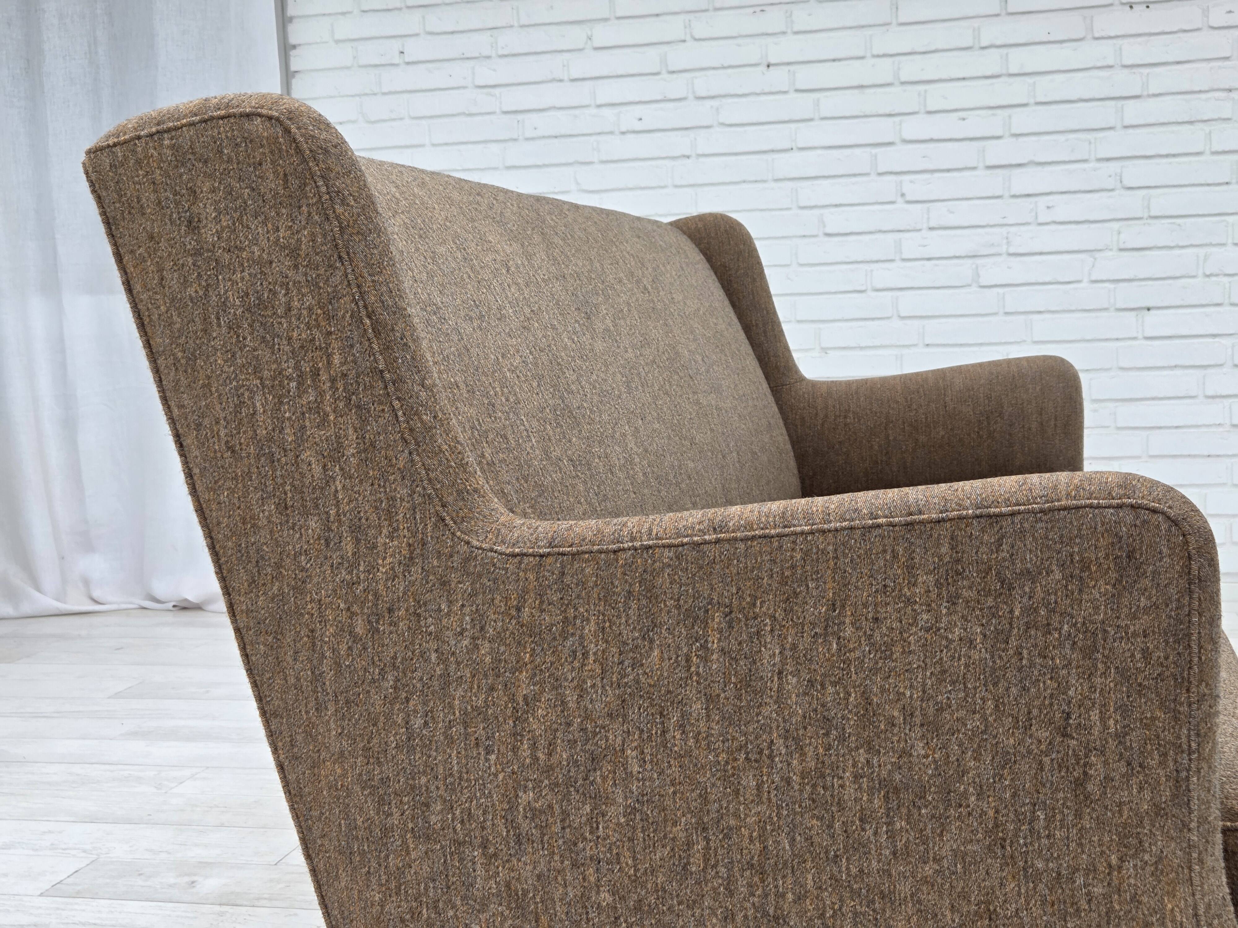 1960s, Danish 3-seater sofa, furniture wool, teak wood.