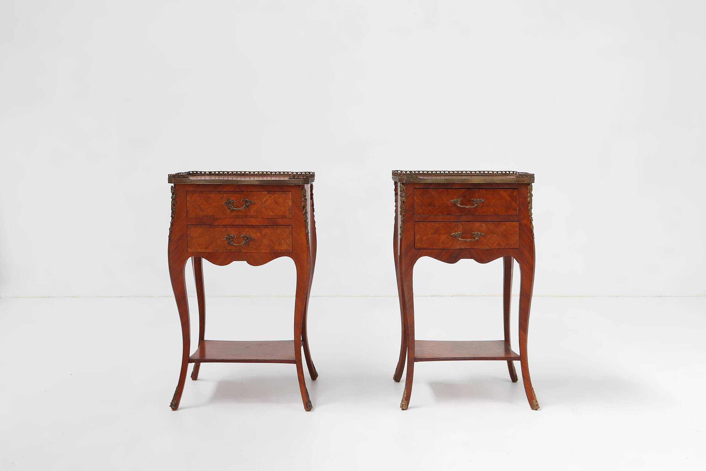 Exquisite pair of Louis XVI bedside tables, Belgium ca. 1950