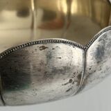 Plat ancien en verre et métal argenté