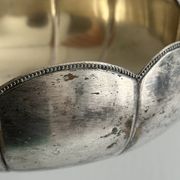 Plat ancien en verre et métal argenté