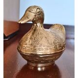 Vintage Solid Brass Duck-Shaped Jewelry Box
