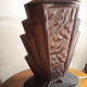Pressed moulded glass lamp of chocolate art deco non sign muller schneider