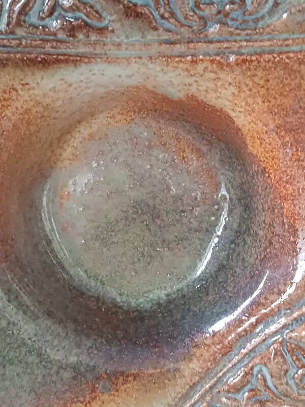 Vide poche en grès vernissé et sculpté signé vintage