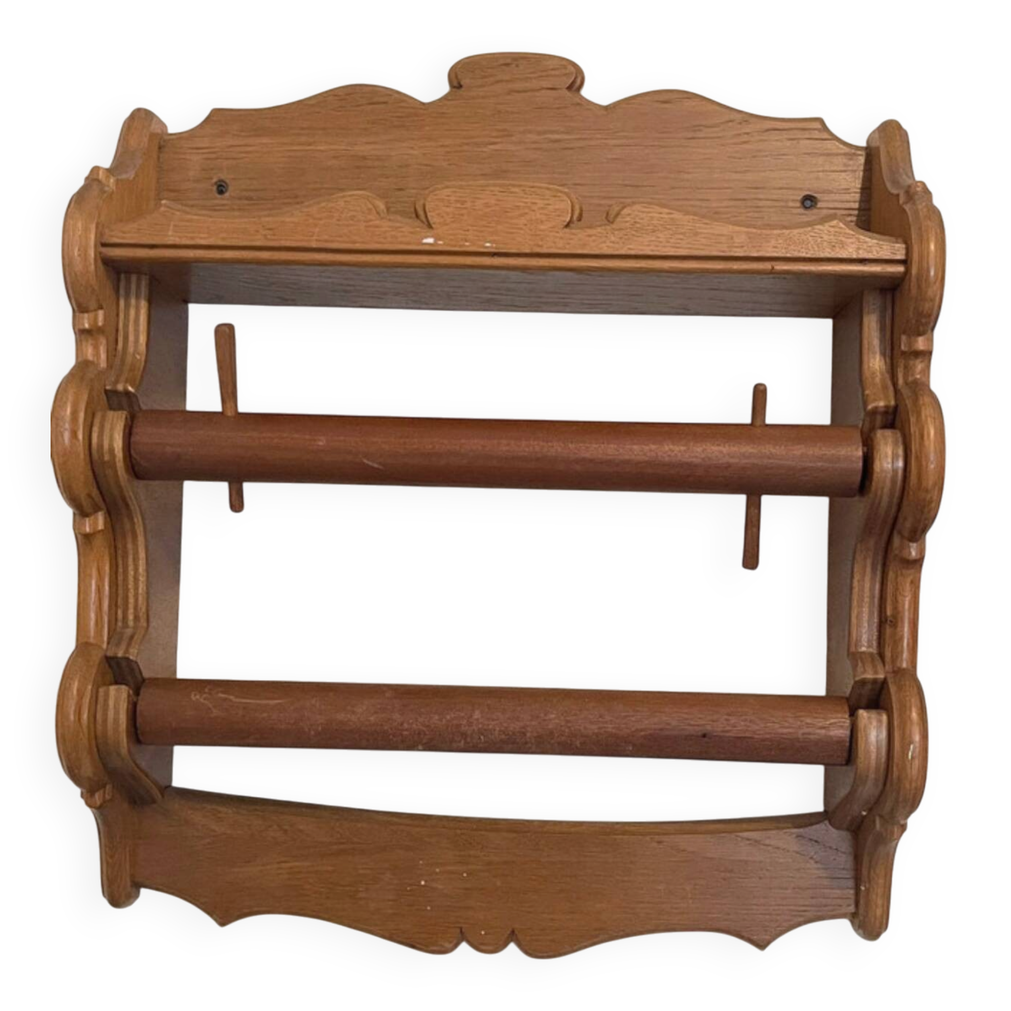 spice rack and paper towel holder in solid wood