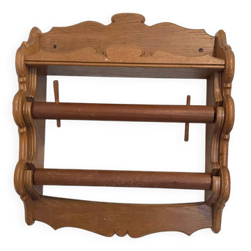 porte-épices et porte-rouleau d'essuie-tout en bois massif