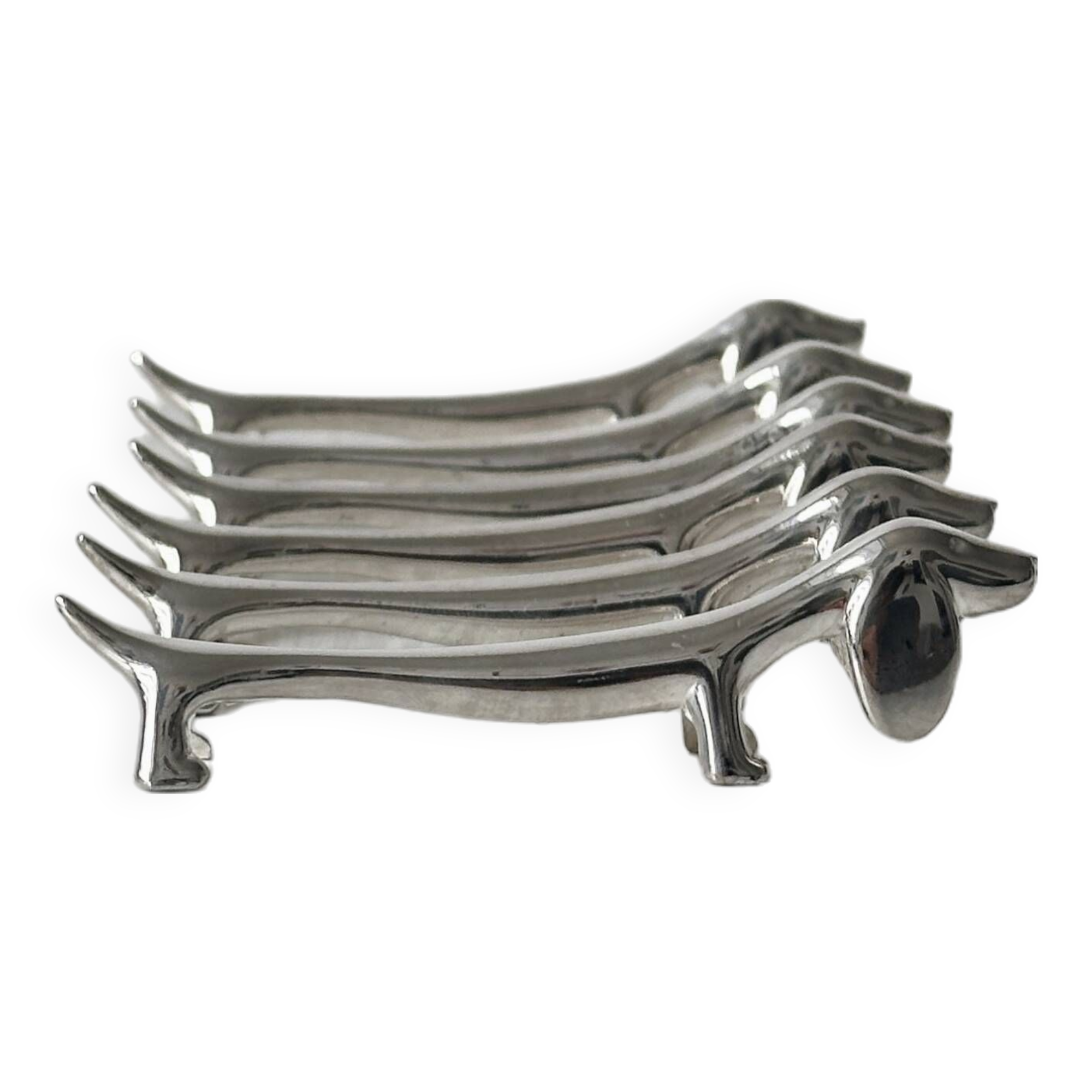 White stainless steel dachshund knife holder