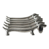White stainless steel dachshund knife holder