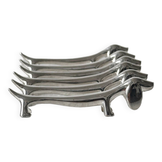 White stainless steel dachshund knife holder