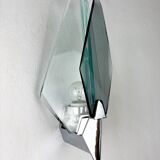 Veca sconce, Murano blue cut glass & black lucite, Italy, circa 1970s